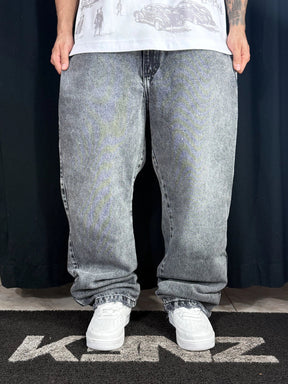 Calça Jeans Baggy Cinza Estonado