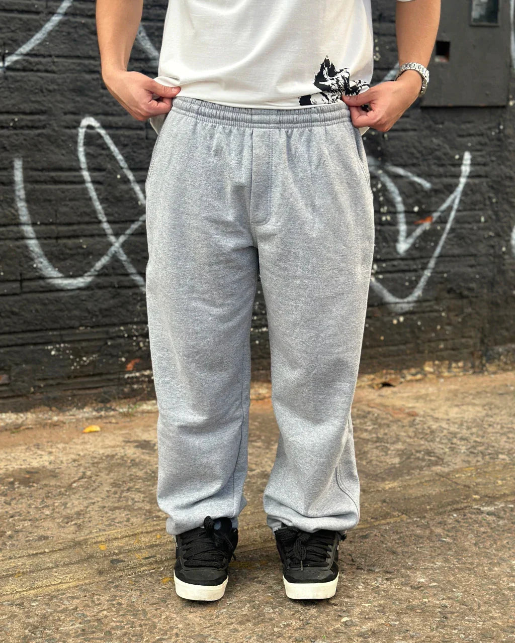 Calça Moleton Baggy Mj Cinza
